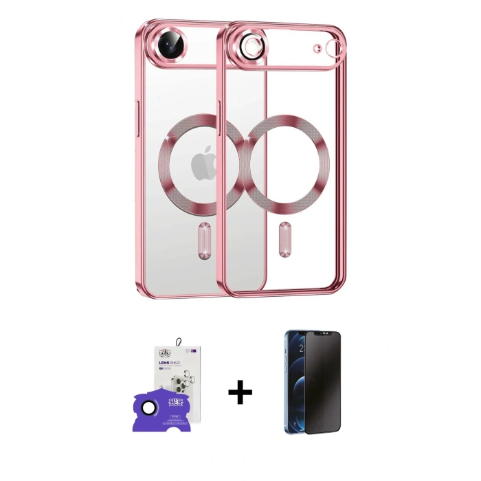 MARSİLYAN™- iPhone 17 Air Kılıf Nova Işık Özel Seri - Siyah 3D Antistatik Hayalet Cam Ekran Koruyucu + Bilvis Titan Kamera Lens - LT
