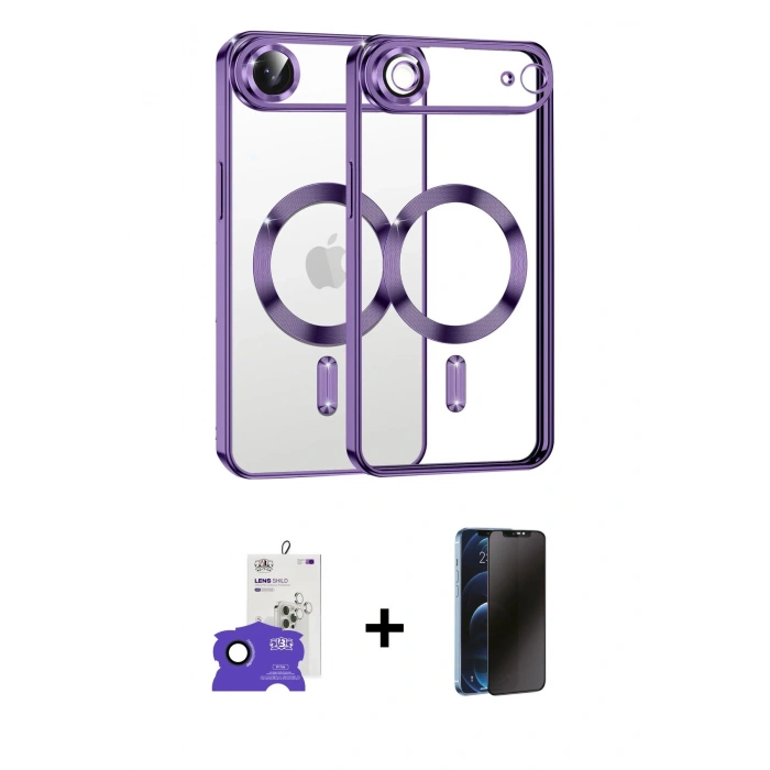 MARSİLYAN™- iPhone 17 Air Kılıf Nova Işık Özel Seri - Siyah 3D Antistatik Hayalet Cam Ekran Koruyucu + Bilvis Titan Kamera Lens - LT