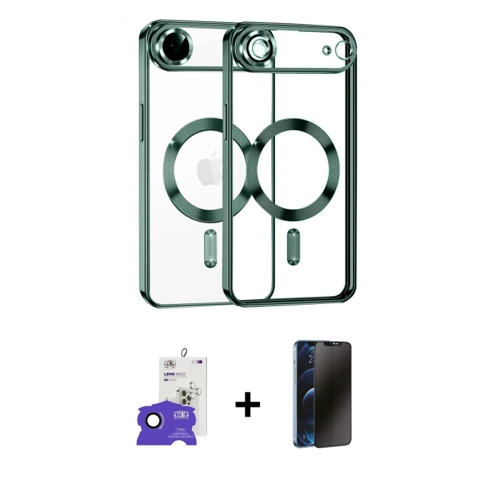 MARSİLYAN™- iPhone 17 Air Kılıf Nova Işık Özel Seri - Siyah 3D Antistatik Hayalet Cam Ekran Koruyucu + Bilvis Titan Kamera Lens - LT
