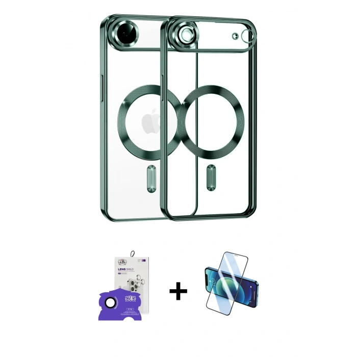 MARSİLYAN™- iPhone 17 Air Kılıf Nova Işık Özel Seri - Siyah 3D Antistatik Seramik Nano Ekran Koruyucu + Bilvis Titan Kamera Lens - LT
