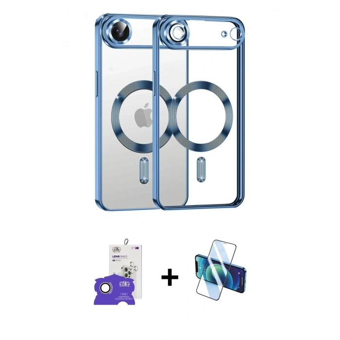 MARSİLYAN™- iPhone 17 Air Kılıf Nova Işık Özel Seri - Siyah 3D Antistatik Seramik Nano Ekran Koruyucu + Bilvis Titan Kamera Lens - GD