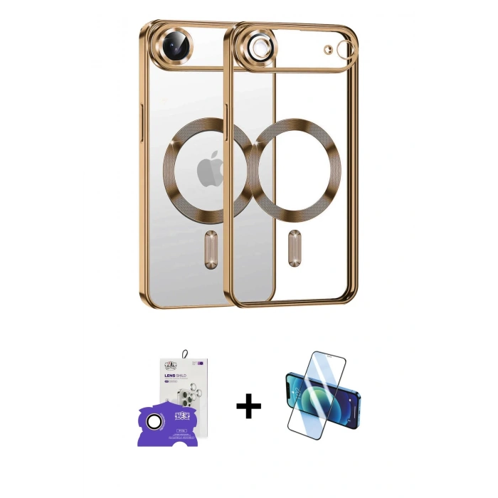 MARSİLYAN™- iPhone 17 Air Kılıf Nova Işık Özel Seri - Siyah 3D Antistatik Seramik Nano Ekran Koruyucu + Bilvis Titan Kamera Lens - GD