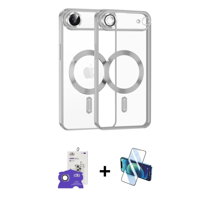 MARSİLYAN™- iPhone 17 Air Kılıf Nova Işık Özel Seri - Siyah 3D Antistatik Seramik Nano Ekran Koruyucu + Bilvis Titan Kamera Lens - GD