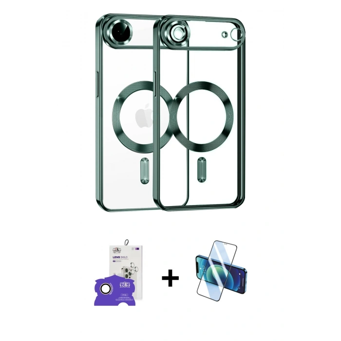 MARSİLYAN™- iPhone 17 Air Kılıf Nova Işık Özel Seri - Siyah 3D Antistatik Seramik Nano Ekran Koruyucu + Bilvis Titan Kamera Lens - GD