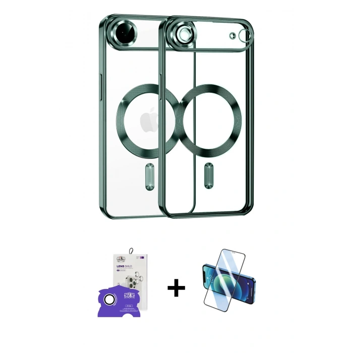 MARSİLYAN™- iPhone 17 Air Kılıf Nova Işık Özel Seri - Siyah 3D Antistatik Seramik Nano Ekran Koruyucu + Bilvis Titan Kamera Lens - GS