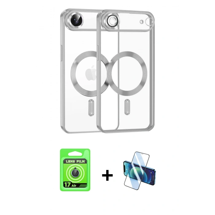 MARSİLYAN™- iPhone 17 Air Kılıf Nova Işık Özel Seri - Siyah 3D Antistatik Seramik Nano Ekran Koruyucu + Raze Metal Kamera Lens - MI