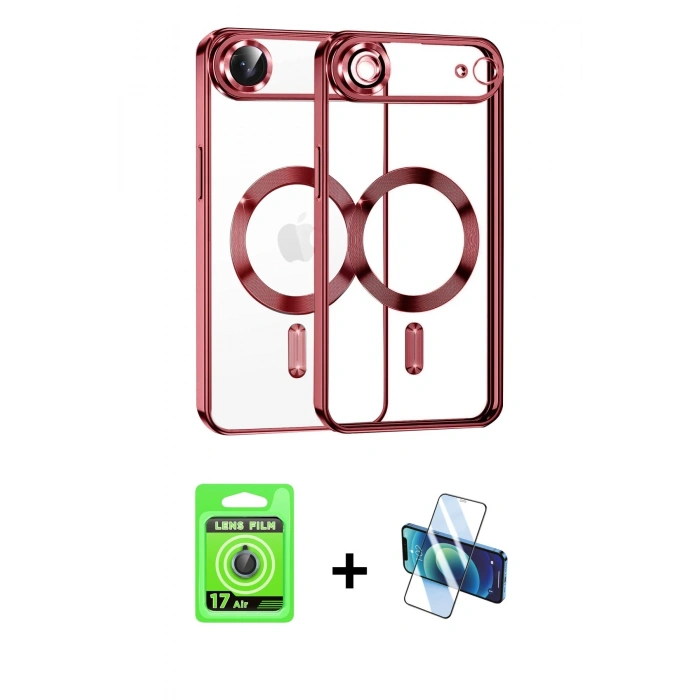 MARSİLYAN™- iPhone 17 Air Kılıf Nova Işık Özel Seri - Siyah 3D Antistatik Seramik Nano Ekran Koruyucu + Raze Metal Kamera Lens - MI