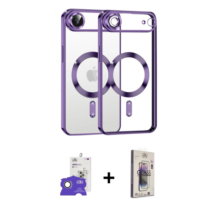 MARSİLYAN™- iPhone 17 Air Kılıf Nova Işık Özel Seri - Siyah Bilvis 3D Cam Ekran Koruyucu + Bilvis Titan Kamera Lens - GD