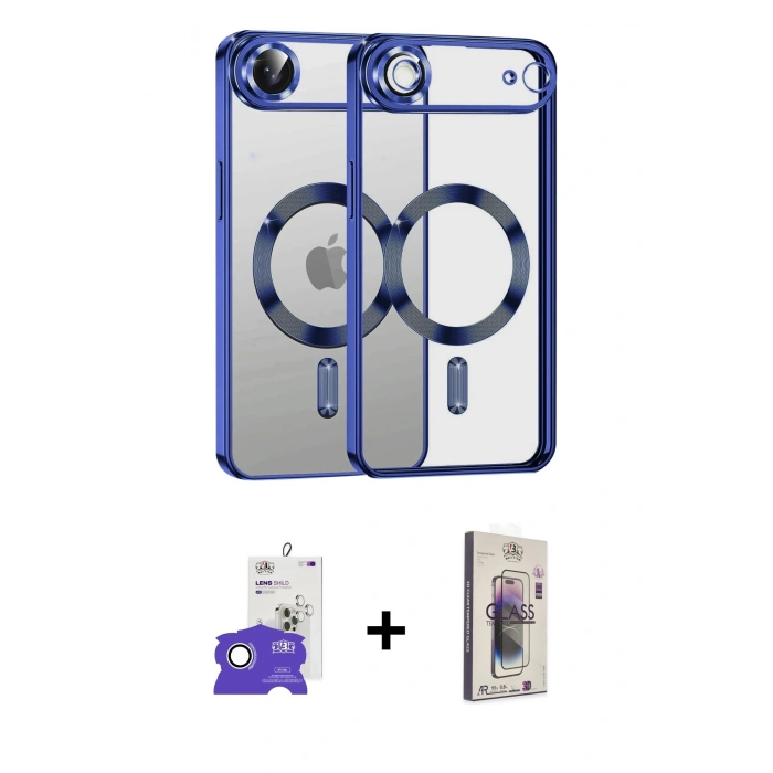 MARSİLYAN™- iPhone 17 Air Kılıf Nova Işık Özel Seri - Siyah Bilvis 3D Cam Ekran Koruyucu + Bilvis Titan Kamera Lens - GS