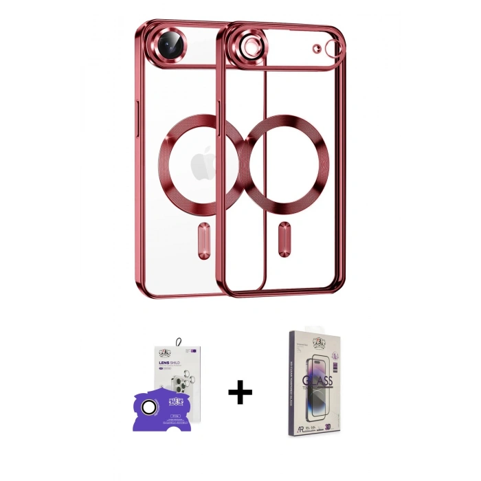 MARSİLYAN™- iPhone 17 Air Kılıf Nova Işık Özel Seri - Siyah Bilvis 3D Cam Ekran Koruyucu + Bilvis Titan Kamera Lens - GD
