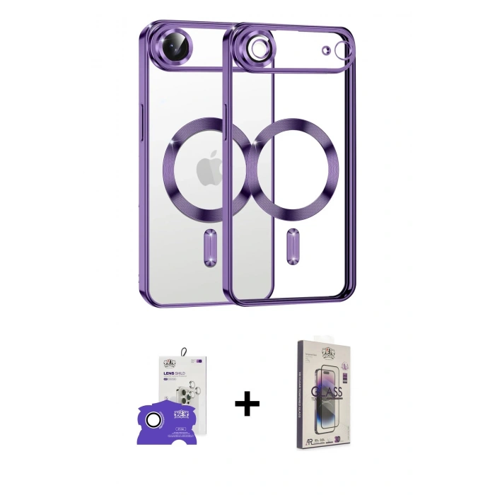 MARSİLYAN™- iPhone 17 Air Kılıf Nova Işık Özel Seri - Siyah Bilvis 3D Cam Ekran Koruyucu + Bilvis Titan Kamera Lens - GS
