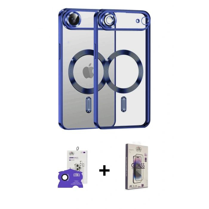 MARSİLYAN™- iPhone 17 Air Kılıf Nova Işık Özel Seri - Siyah Bilvis 3D Cam Ekran Koruyucu + Bilvis Titan Kamera Lens - SH