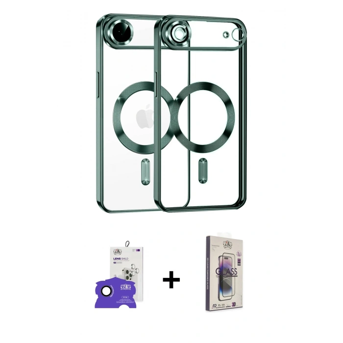 MARSİLYAN™- iPhone 17 Air Kılıf Nova Işık Özel Seri - Siyah Bilvis 3D Cam Ekran Koruyucu + Bilvis Titan Kamera Lens - SH