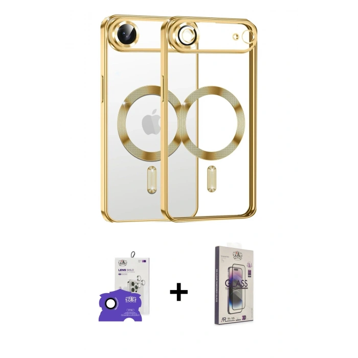 MARSİLYAN™- iPhone 17 Air Kılıf Nova Işık Özel Seri - Siyah Bilvis 3D Cam Ekran Koruyucu + Lacivert Bilvis Titan Kamera Lens