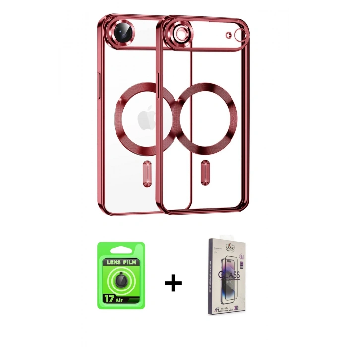 MARSİLYAN™- iPhone 17 Air Kılıf Nova Işık Özel Seri - Siyah Bilvis 3D Cam Ekran Koruyucu + Siyah Raze Metal Kamera Lens