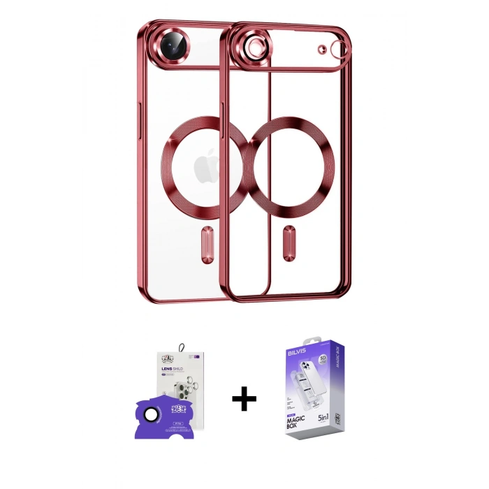 MARSİLYAN™- iPhone 17 Air Kılıf Nova Işık Özel Seri - Siyah Bilvis 5in1 3D Magic Cam Ekran Koruyucu + Bilvis Titan Kamera Lens - LT