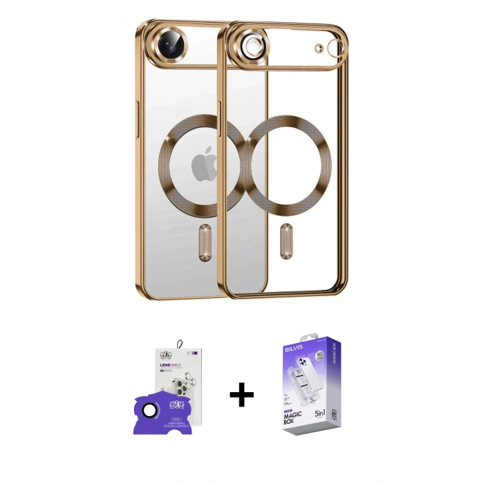 MARSİLYAN™- iPhone 17 Air Kılıf Nova Işık Özel Seri - Siyah Bilvis 5in1 3D Magic Cam Ekran Koruyucu + Bilvis Titan Kamera Lens - LT