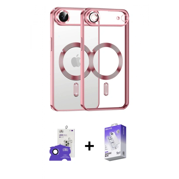 MARSİLYAN™- iPhone 17 Air Kılıf Nova Işık Özel Seri - Siyah Bilvis 5in1 3D Magic Cam Ekran Koruyucu + Bilvis Titan Kamera Lens - LT