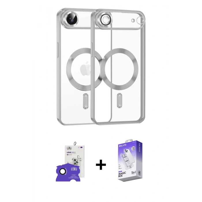 MARSİLYAN™- iPhone 17 Air Kılıf Nova Işık Özel Seri - Siyah Bilvis 5in1 3D Magic Cam Ekran Koruyucu + Bilvis Titan Kamera Lens - SH