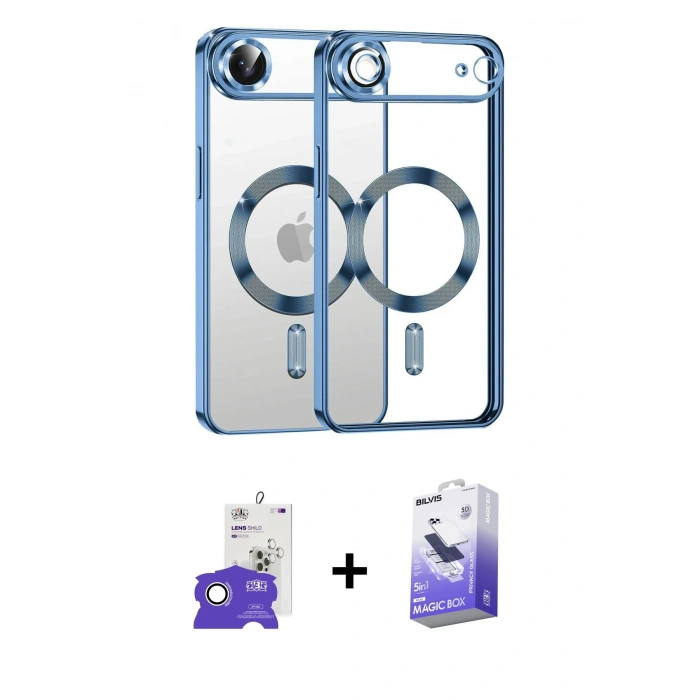 MARSİLYAN™- iPhone 17 Air Kılıf Nova Işık Özel Seri - Siyah Bilvis 5in1 5D Magic Hayalet Cam Ekran Koruyucu + Bilvis Titan Kamera Lens - GS