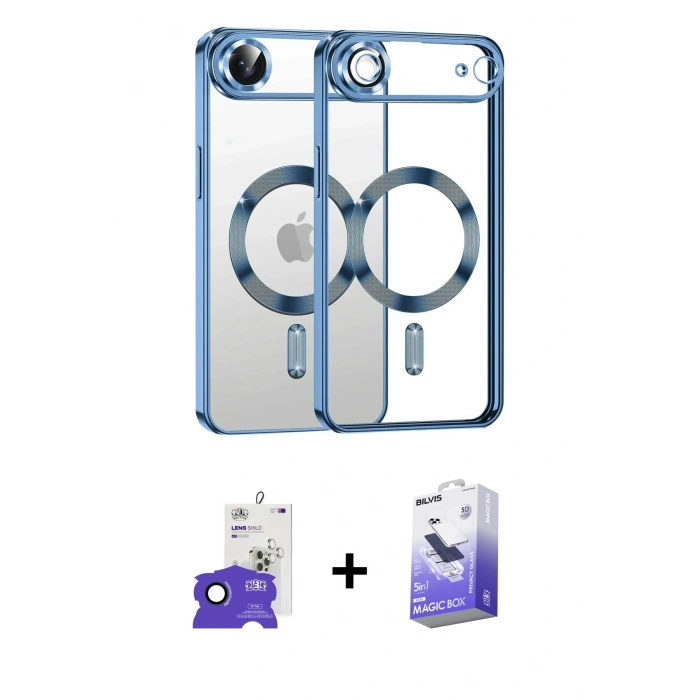 MARSİLYAN™- iPhone 17 Air Kılıf Nova Işık Özel Seri - Siyah Bilvis 5in1 5D Magic Hayalet Cam Ekran Koruyucu + Bilvis Titan Kamera Lens - LT