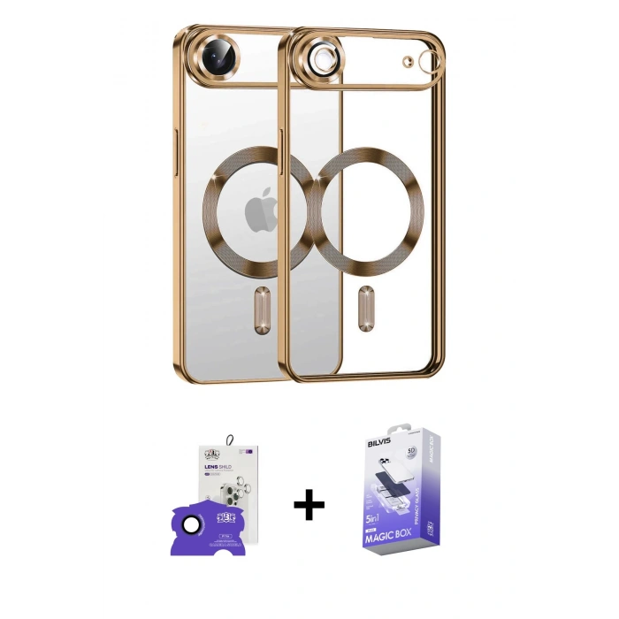 MARSİLYAN™- iPhone 17 Air Kılıf Nova Işık Özel Seri - Siyah Bilvis 5in1 5D Magic Hayalet Cam Ekran Koruyucu + Bilvis Titan Kamera Lens - LT
