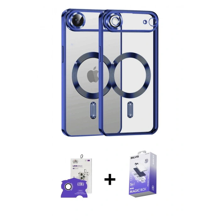 MARSİLYAN™- iPhone 17 Air Kılıf Nova Işık Özel Seri - Siyah Bilvis 5in1 5D Magic Hayalet Cam Ekran Koruyucu + Bilvis Titan Kamera Lens - GS