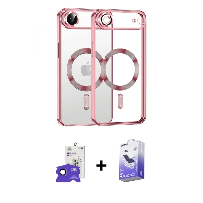 MARSİLYAN™- iPhone 17 Air Kılıf Nova Işık Özel Seri - Siyah Bilvis 5in1 5D Magic Hayalet Cam Ekran Koruyucu + Bilvis Titan Kamera Lens - LT