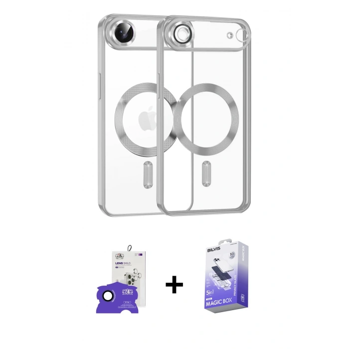 MARSİLYAN™- iPhone 17 Air Kılıf Nova Işık Özel Seri - Siyah Bilvis 5in1 5D Magic Hayalet Cam Ekran Koruyucu + Bilvis Titan Kamera Lens - LT