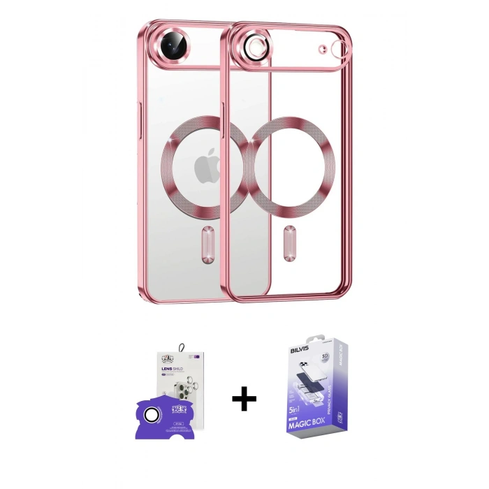 MARSİLYAN™- iPhone 17 Air Kılıf Nova Işık Özel Seri - Siyah Bilvis 5in1 5D Magic Hayalet Cam Ekran Koruyucu + Bilvis Titan Kamera Lens - GS
