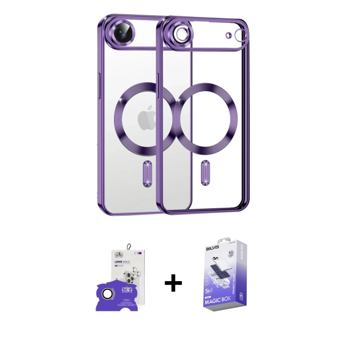 MARSİLYAN™- iPhone 17 Air Kılıf Nova Işık Özel Seri - Siyah Bilvis 5in1 5D Magic Hayalet Cam Ekran Koruyucu + Bilvis Titan Kamera Lens - GD