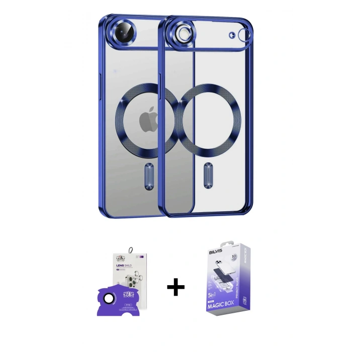 MARSİLYAN™- iPhone 17 Air Kılıf Nova Işık Özel Seri - Siyah Bilvis 5in1 5D Magic Hayalet Cam Ekran Koruyucu + Bilvis Titan Kamera Lens - LT