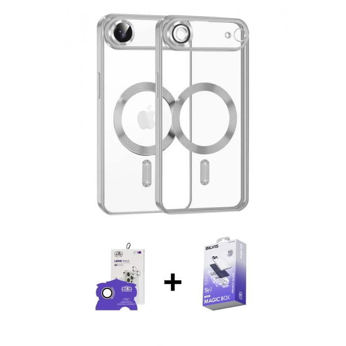 MARSİLYAN™- iPhone 17 Air Kılıf Nova Işık Özel Seri - Siyah Bilvis 5in1 5D Magic Hayalet Cam Ekran Koruyucu + Bilvis Titan Kamera Lens - GD