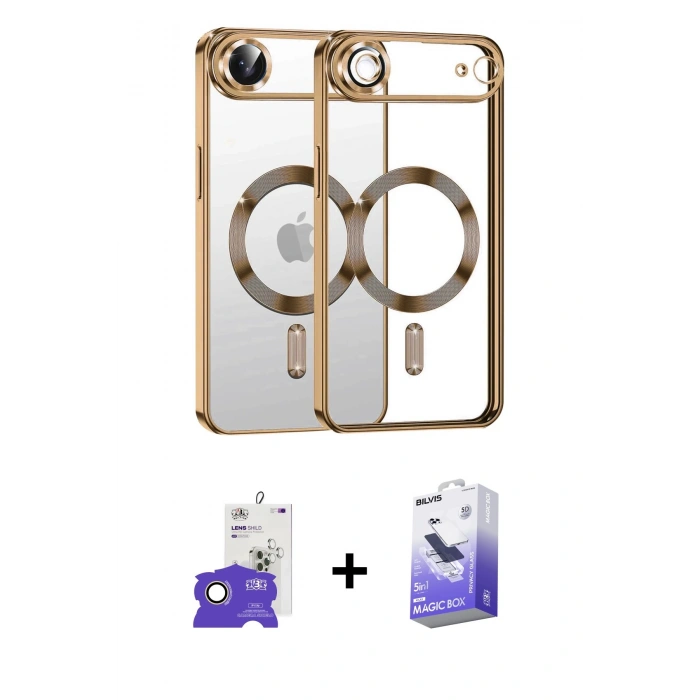 MARSİLYAN™- iPhone 17 Air Kılıf Nova Işık Özel Seri - Siyah Bilvis 5in1 5D Magic Hayalet Cam Ekran Koruyucu + Bilvis Titan Kamera Lens - GD