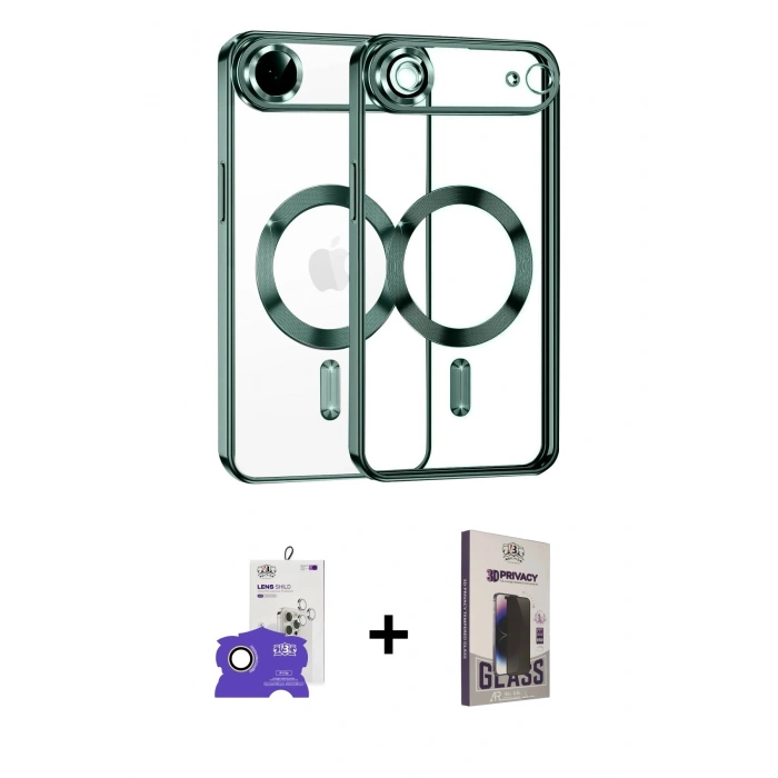 MARSİLYAN™- iPhone 17 Air Kılıf Nova Işık Özel Seri - Siyah Bilvis Hayalet Cam Ekran Koruyucu + Bilvis Titan Kamera Lens - GD
