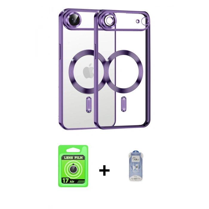 MARSİLYAN™- iPhone 17 Air Kılıf Nova Işık Özel Seri - Siyah Joko Magic 5D Cam + Raze Metal Kamera Lens - GS