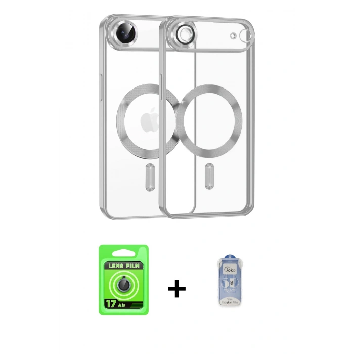 MARSİLYAN™- iPhone 17 Air Kılıf Nova Işık Özel Seri - Siyah Joko Magic 5D Cam + Raze Metal Kamera Lens - MI