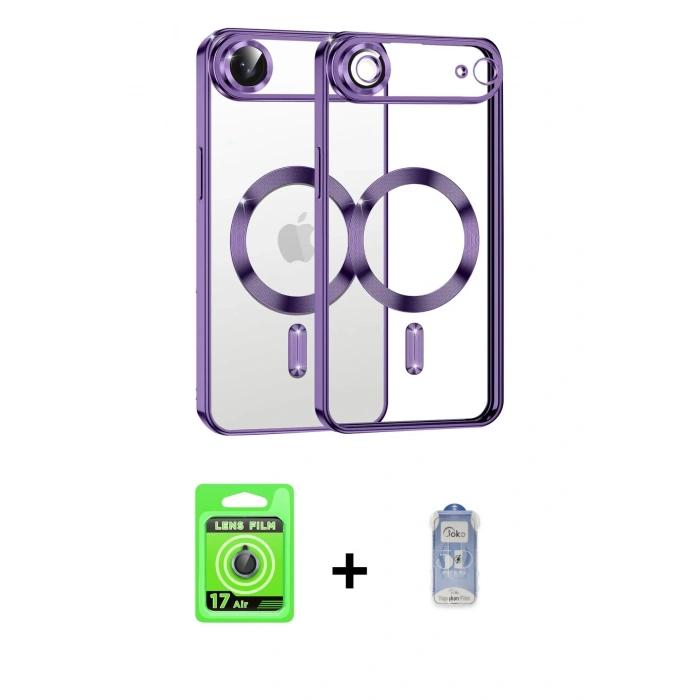 MARSİLYAN™- iPhone 17 Air Kılıf Nova Işık Özel Seri - Siyah Joko Magic 5D Cam + Raze Metal Kamera Lens - MI