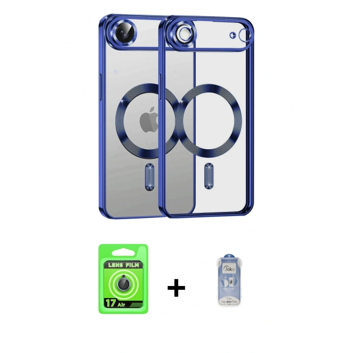 MARSİLYAN™- iPhone 17 Air Kılıf Nova Işık Özel Seri - Siyah Joko Magic 5D Cam + Raze Metal Kamera Lens - MI