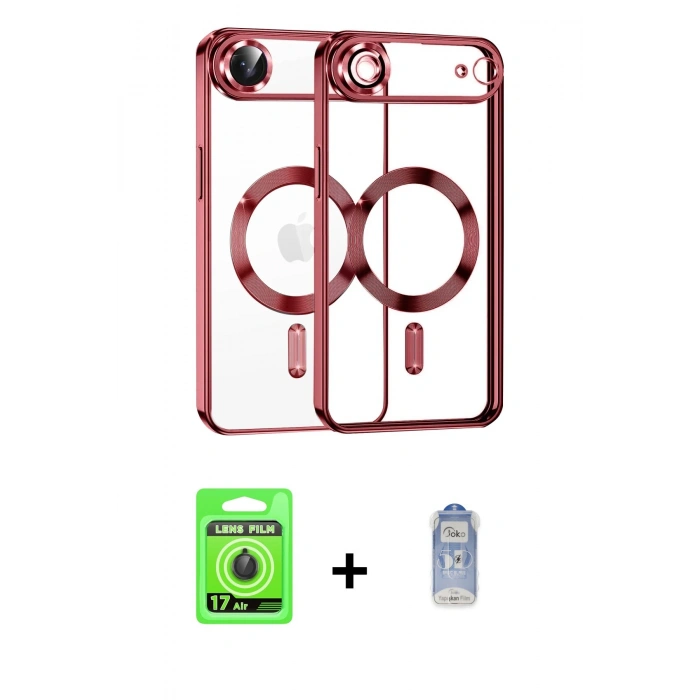 MARSİLYAN™- iPhone 17 Air Kılıf Nova Işık Özel Seri - Siyah Joko Magic 5D Cam + Siyah Raze Metal Kamera Lens