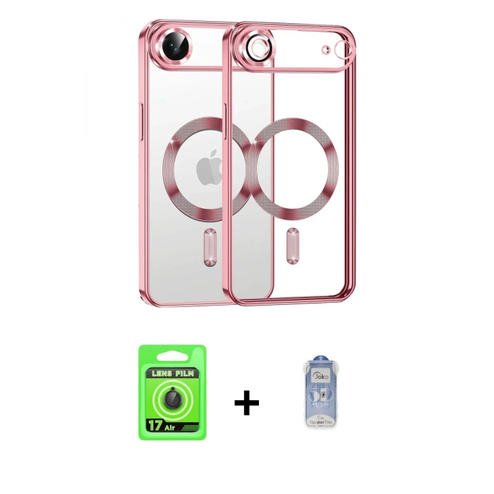 MARSİLYAN™- iPhone 17 Air Kılıf Nova Işık Özel Seri - Siyah Joko Magic 5D Cam + Siyah Raze Metal Kamera Lens