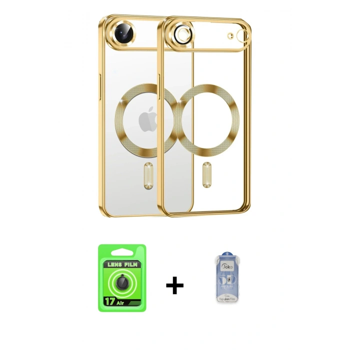 MARSİLYAN™- iPhone 17 Air Kılıf Nova Işık Özel Seri - Siyah Joko Magic 5D Cam + Siyah Raze Metal Kamera Lens