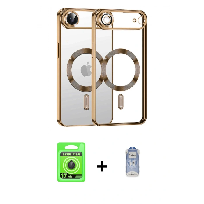 MARSİLYAN™- iPhone 17 Air Kılıf Nova Işık Özel Seri - Siyah Joko Magic 5D Cam + Siyah Raze Metal Kamera Lens