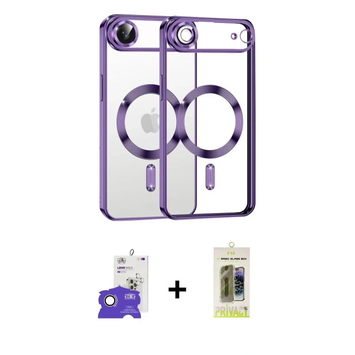 MARSİLYAN™- iPhone 17 Air Kılıf Nova Işık Özel Seri - Siyah Joko Magic 5D Hayalet Cam + Bilvis Titan Kamera Lens - GD