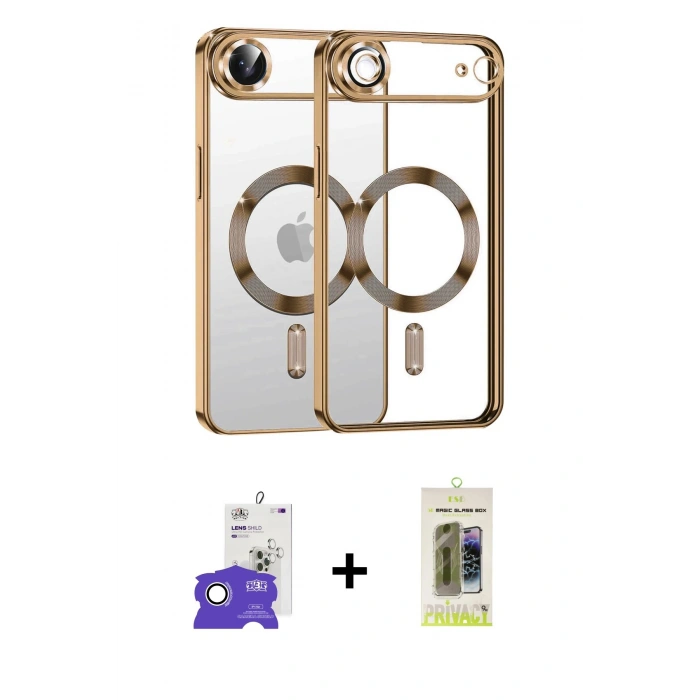MARSİLYAN™- iPhone 17 Air Kılıf Nova Işık Özel Seri - Siyah Joko Magic 5D Hayalet Cam + Bilvis Titan Kamera Lens - GS