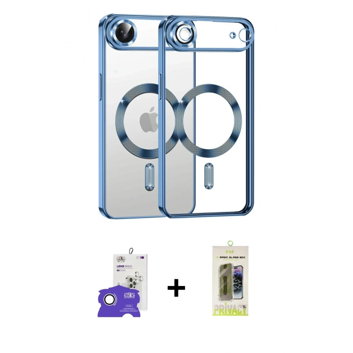MARSİLYAN™- iPhone 17 Air Kılıf Nova Işık Özel Seri - Siyah Joko Magic 5D Hayalet Cam + Bilvis Titan Kamera Lens - GS