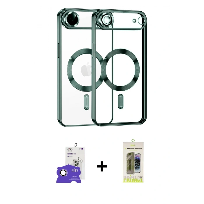 MARSİLYAN™- iPhone 17 Air Kılıf Nova Işık Özel Seri - Siyah Joko Magic 5D Hayalet Cam + Bilvis Titan Kamera Lens - GD