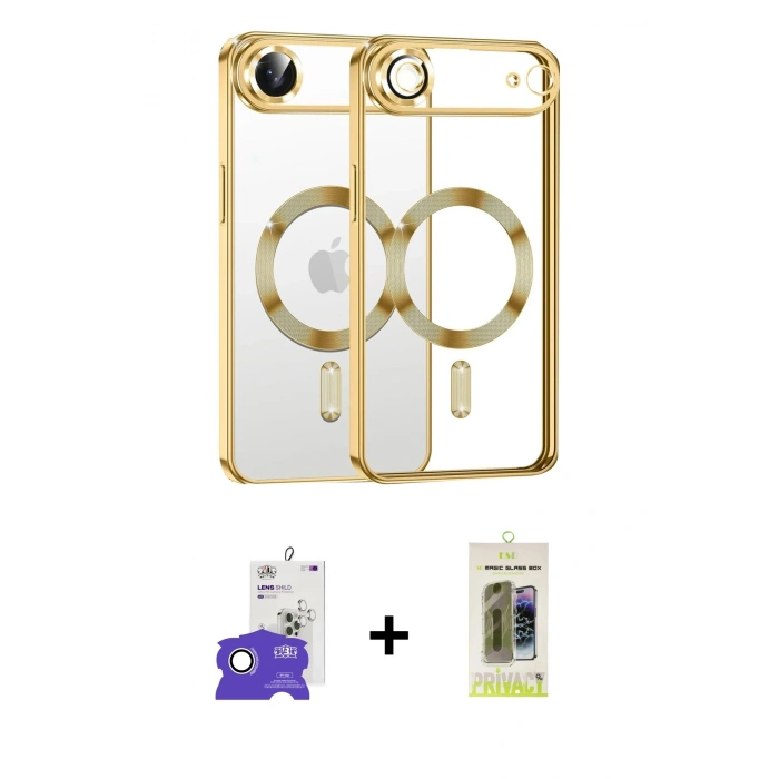 MARSİLYAN™- iPhone 17 Air Kılıf Nova Işık Özel Seri - Siyah Joko Magic 5D Hayalet Cam + Bilvis Titan Kamera Lens - GS