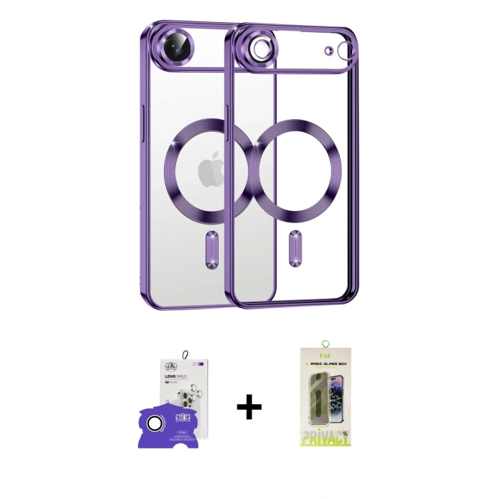 MARSİLYAN™- iPhone 17 Air Kılıf Nova Işık Özel Seri - Siyah Joko Magic 5D Hayalet Cam + Bilvis Titan Kamera Lens - GS