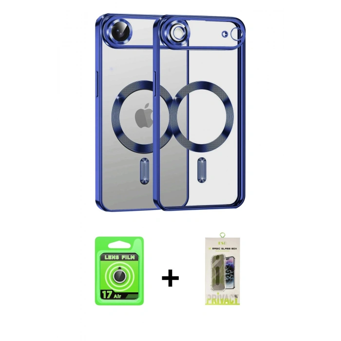 MARSİLYAN™- iPhone 17 Air Kılıf Nova Işık Özel Seri - Siyah Joko Magic 5D Hayalet Cam + Raze Metal Kamera Lens - GS